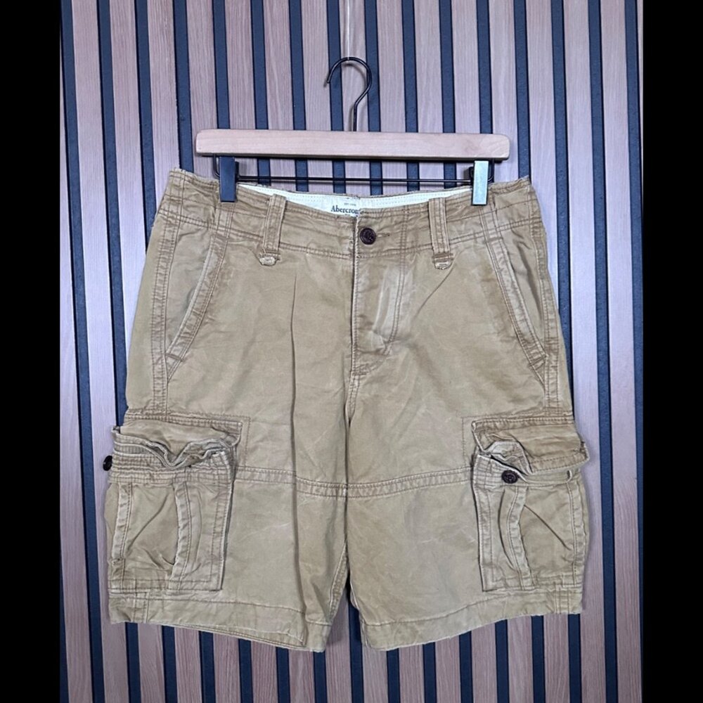 Abercrombie & Fitch Cargo Shorts 30 Mens Y2K Beige Khaki 9" Inseam